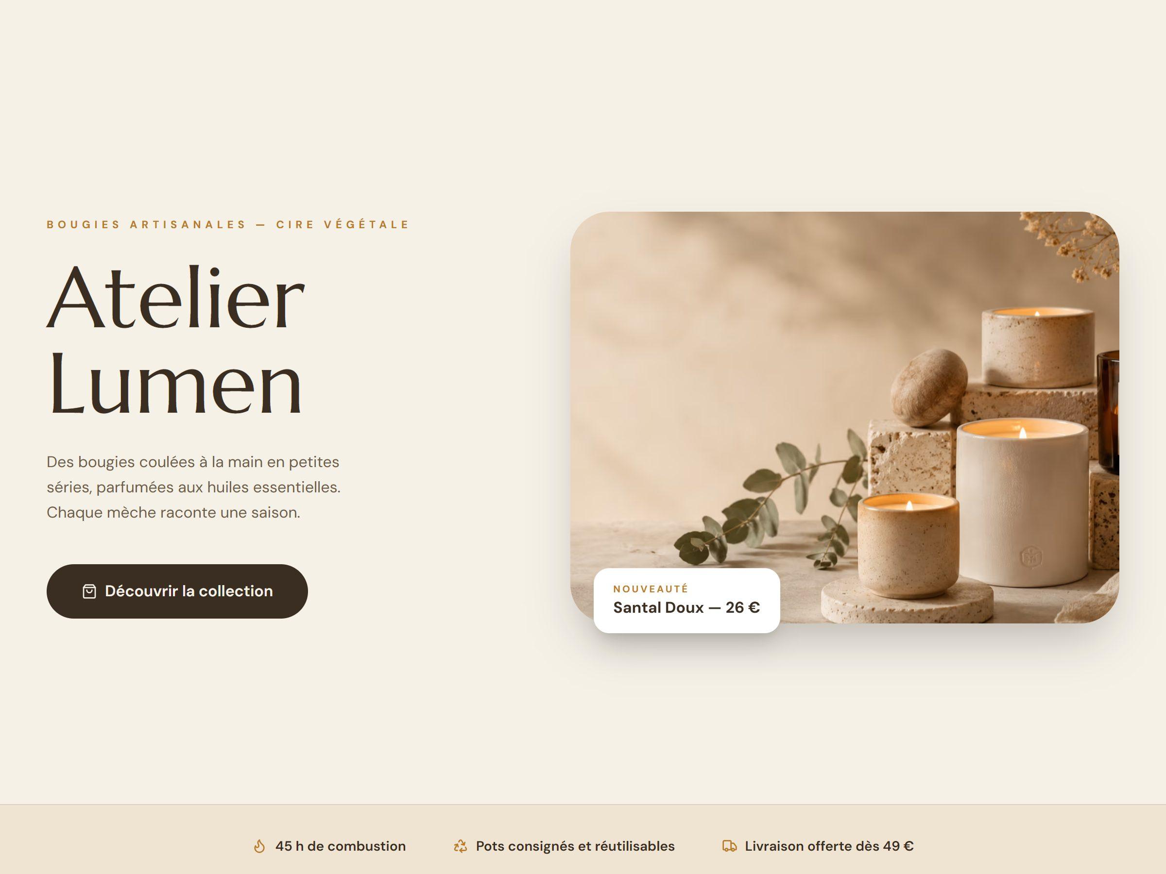 Aperçu du site Atelier Lumen